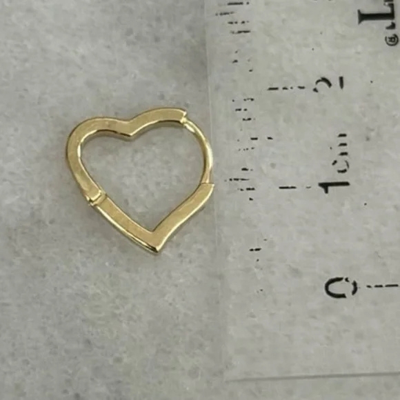 Gold Heart Shaped Huggie Hoop Earrings Brand New - Picture 4 of 5
